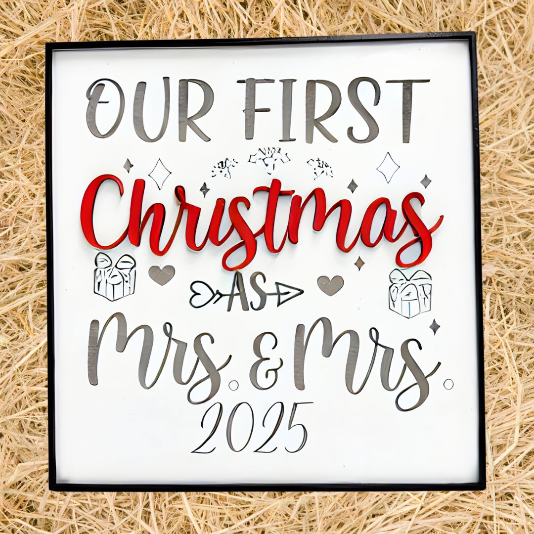 Our First Christmas as Mrs & Mrs Wooden Sign | Laser Cut Christmas Decoration | Newlywed Gift Keepsake