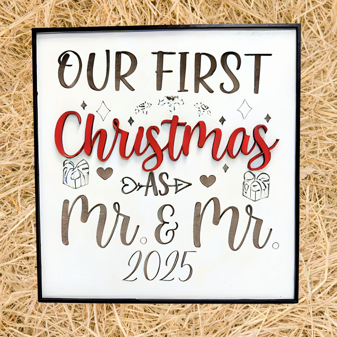 Our First Christmas as Mr & Mr Wooden Sign | Laser Cut Christmas Decoration | Newlywed Gift Keepsake