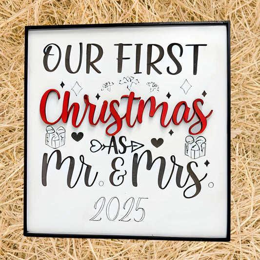 Our First Christmas as Mr & Mrs Wooden Sign | Laser Cut Christmas Decoration | Newlywed Gift Keepsake
