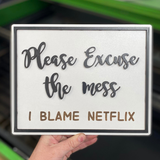 Excuse Mess Blame Netflix Sign